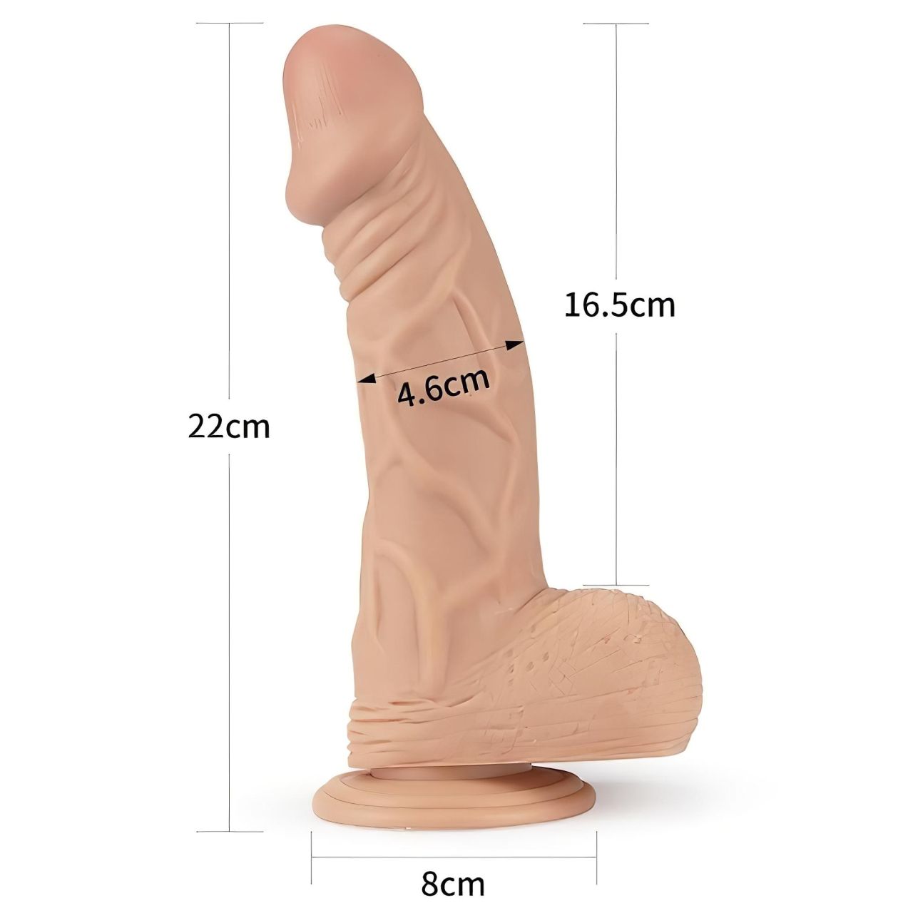 Lovetoy Real Extreme - tapadókorongos dildó - 23 cm (testszínű)