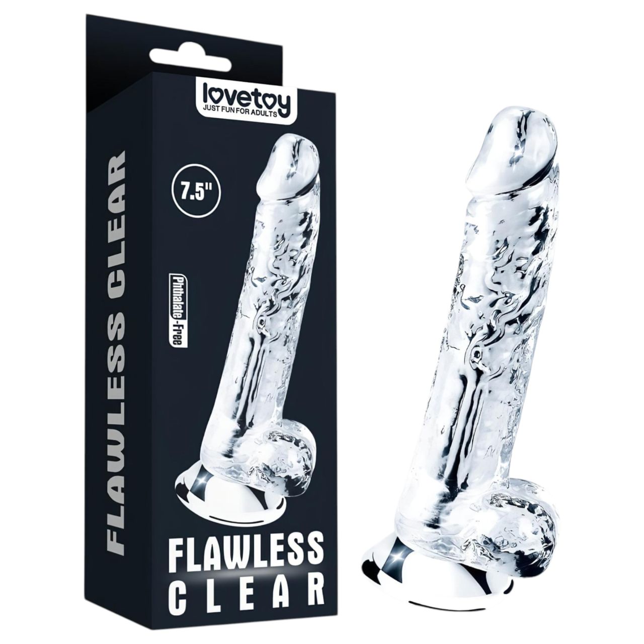Lovetoy Flawless Clear - tapadókorongos dildó - 19 cm (átlátszó)