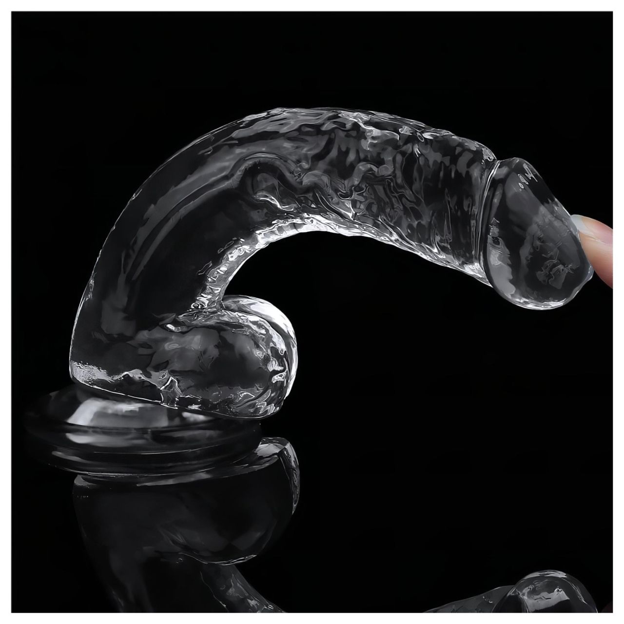 Lovetoy Flawless Clear - tapadókorongos dildó - 19 cm (átlátszó)