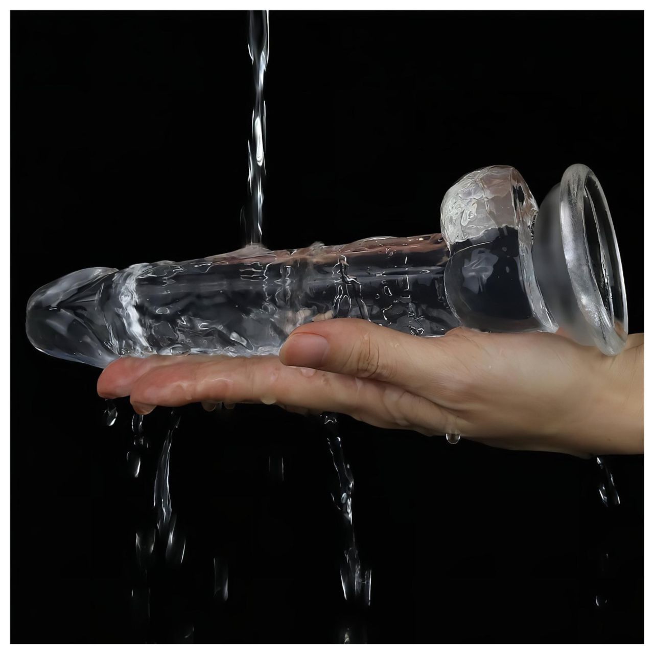 Lovetoy Flawless Clear - tapadókorongos dildó - 19 cm (átlátszó)