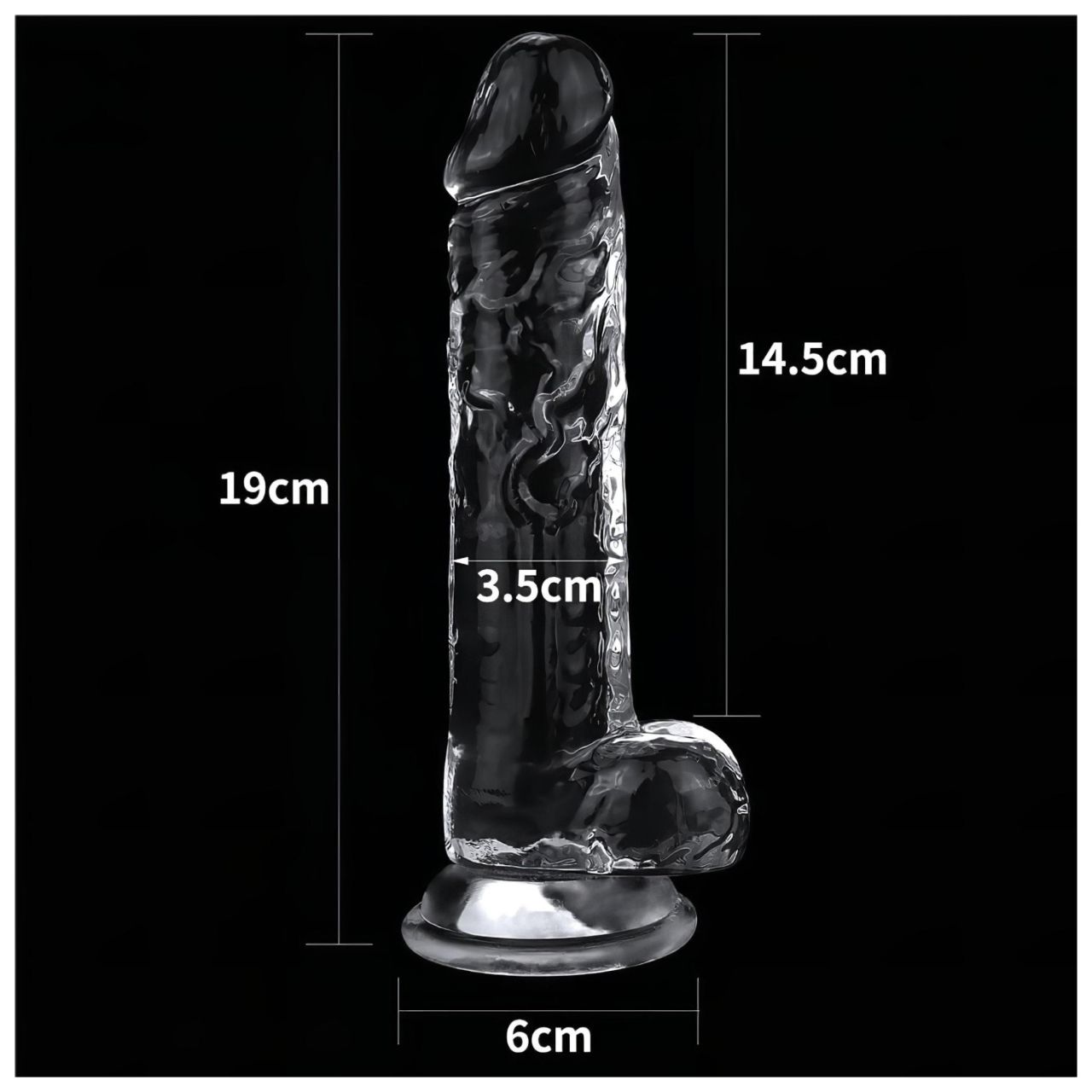 Lovetoy Flawless Clear - tapadókorongos dildó - 19 cm (átlátszó)