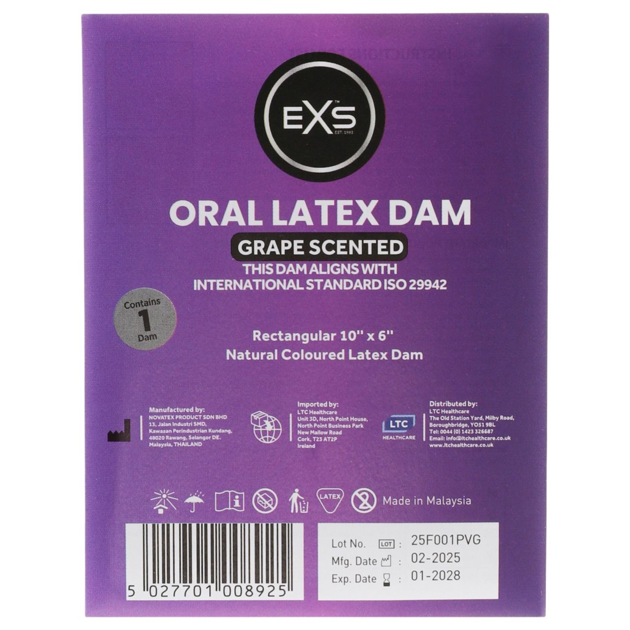 EXS - szőlő ízű latex nyalókendő orális szexhez (1 db) EXS - szőlő ízű latex nyalókendő orális szexhez (1 db)