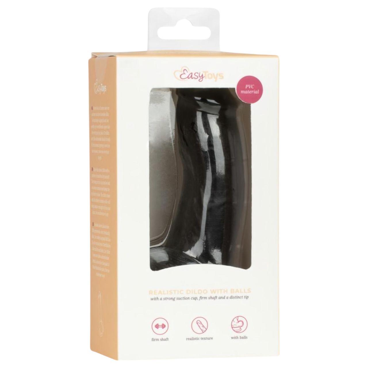 EasyToys - élethű herés dildó - 12 cm (fekete)