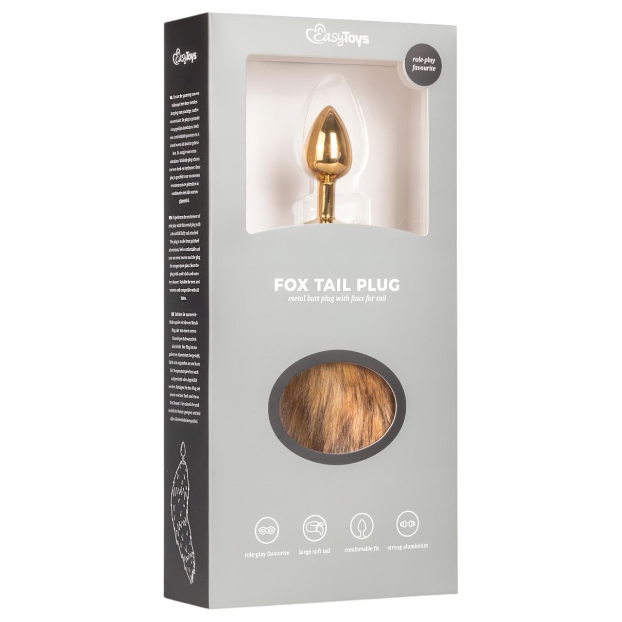 EasyToys Fox NO1 - fém anál plug rókafarokkal (arany-vörös)