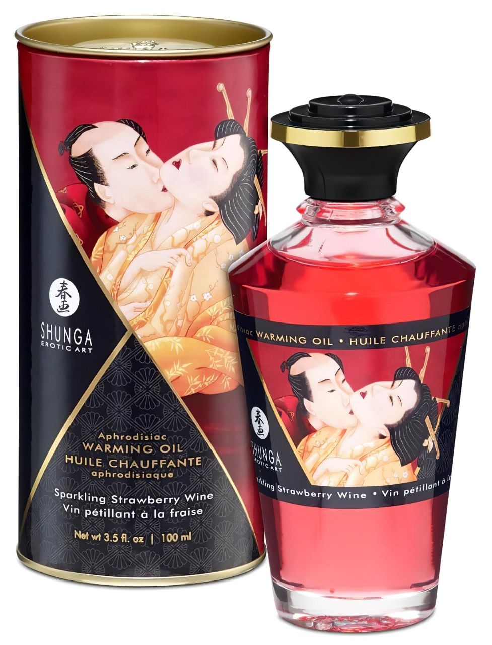 Shunga - melegítő masszázsolaj - pezsgő-eper (100 ml)