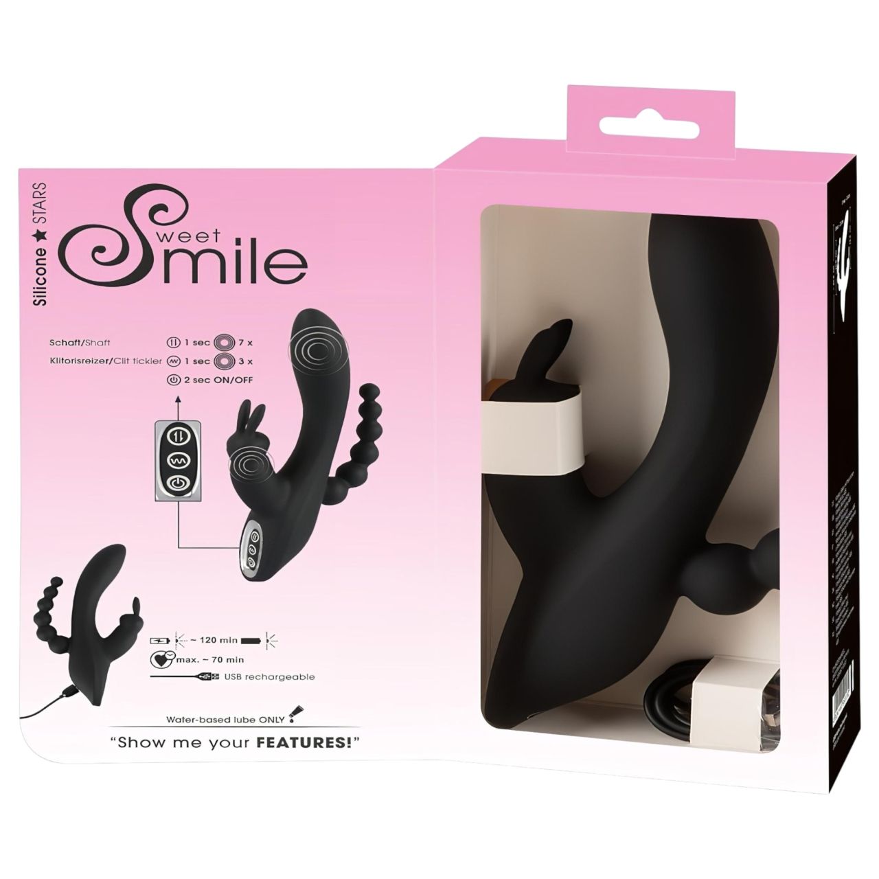 SMILE Triple - akkus, vízálló 3 ágú vibrátor (fekete) SMILE Triple - akkus, vízálló 3 ágú vibrátor (fekete)