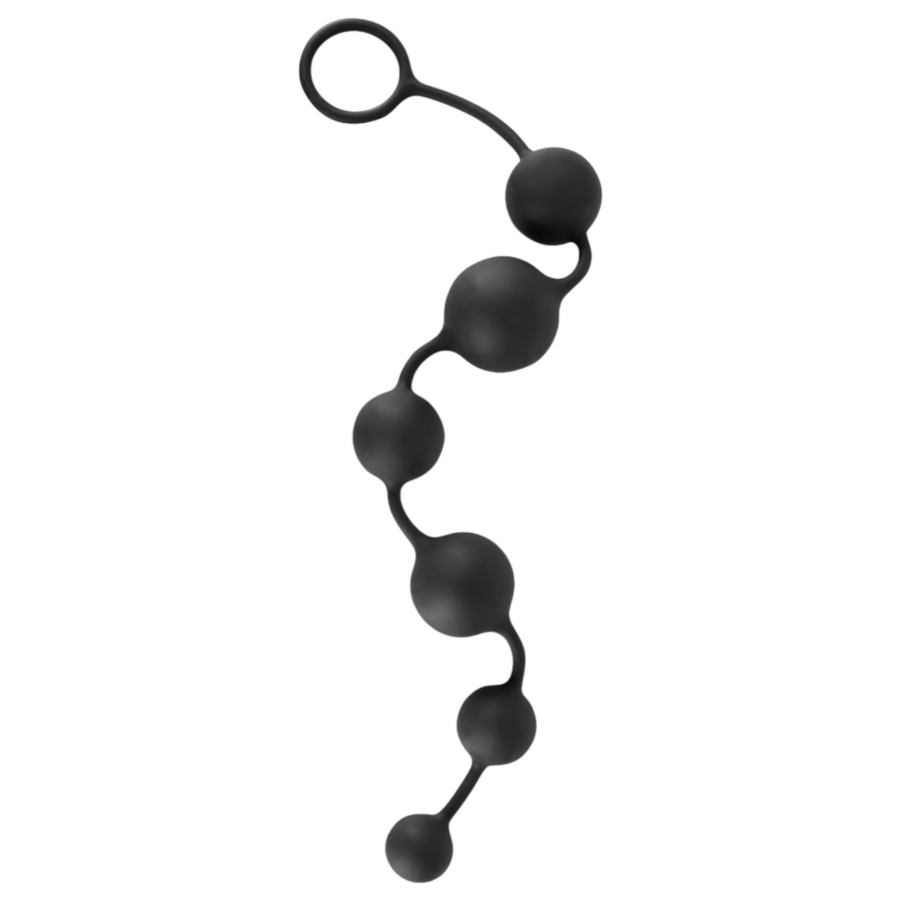 Black Velvets - 7 gyöngyös anal beads kihúzó gyűrűvel (fekete)
