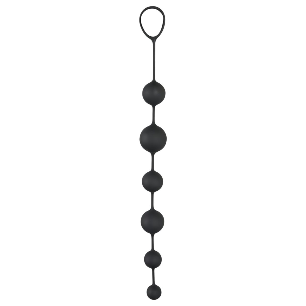 Black Velvets - 7 gyöngyös anal beads kihúzó gyűrűvel (fekete)
