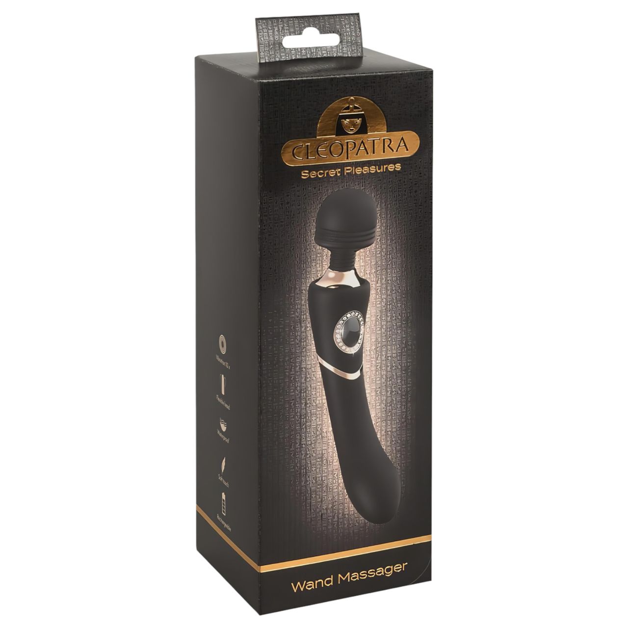 Cleopatra Wand - prémium masszírozó vibrátor strasszokkal (fekete)