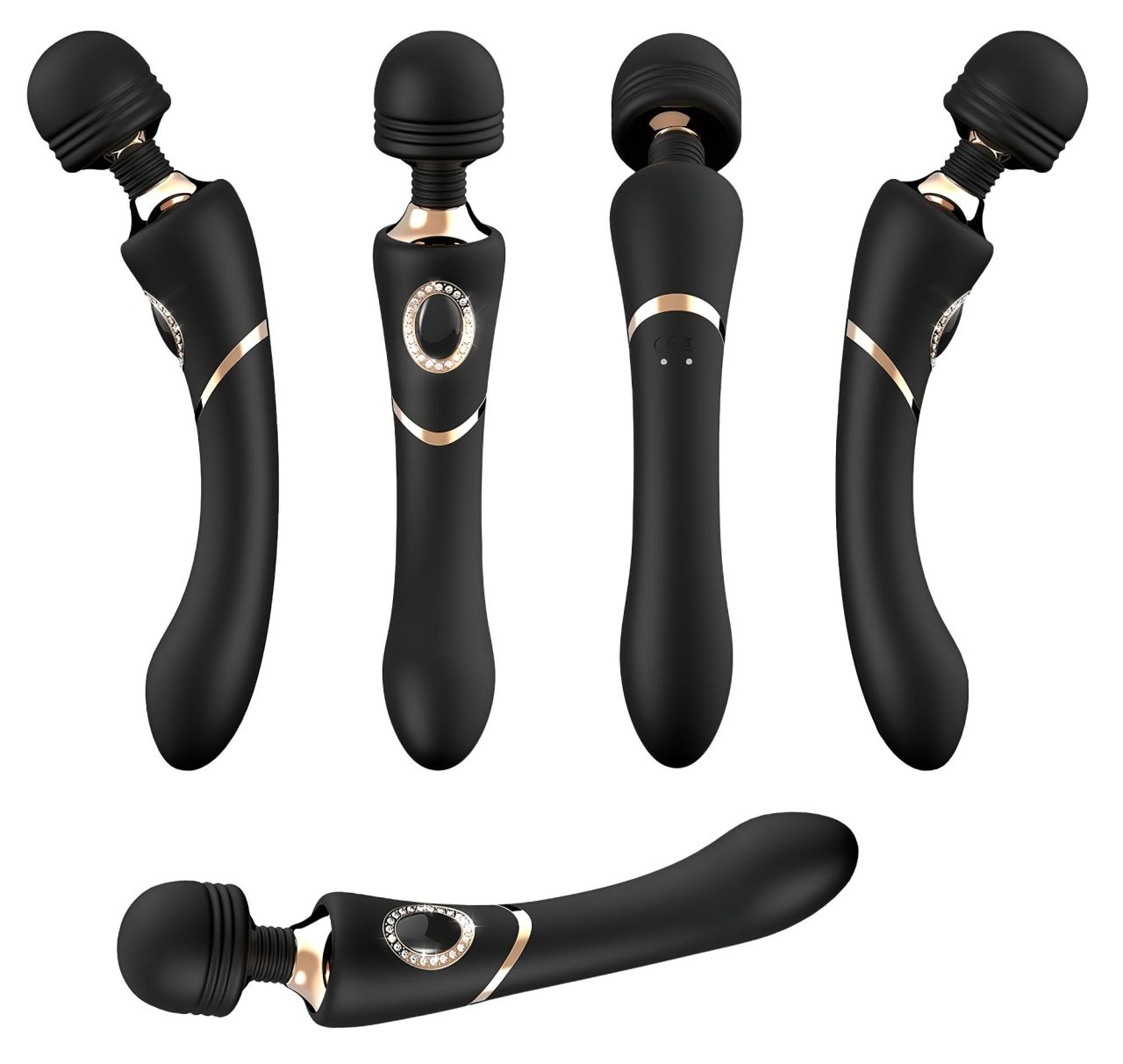 Cleopatra Wand - prémium masszírozó vibrátor strasszokkal (fekete)
