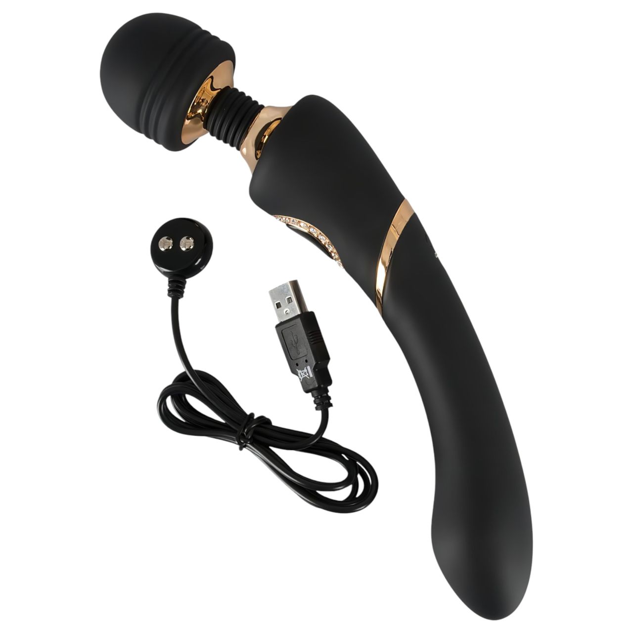 Cleopatra Wand - prémium masszírozó vibrátor strasszokkal (fekete)