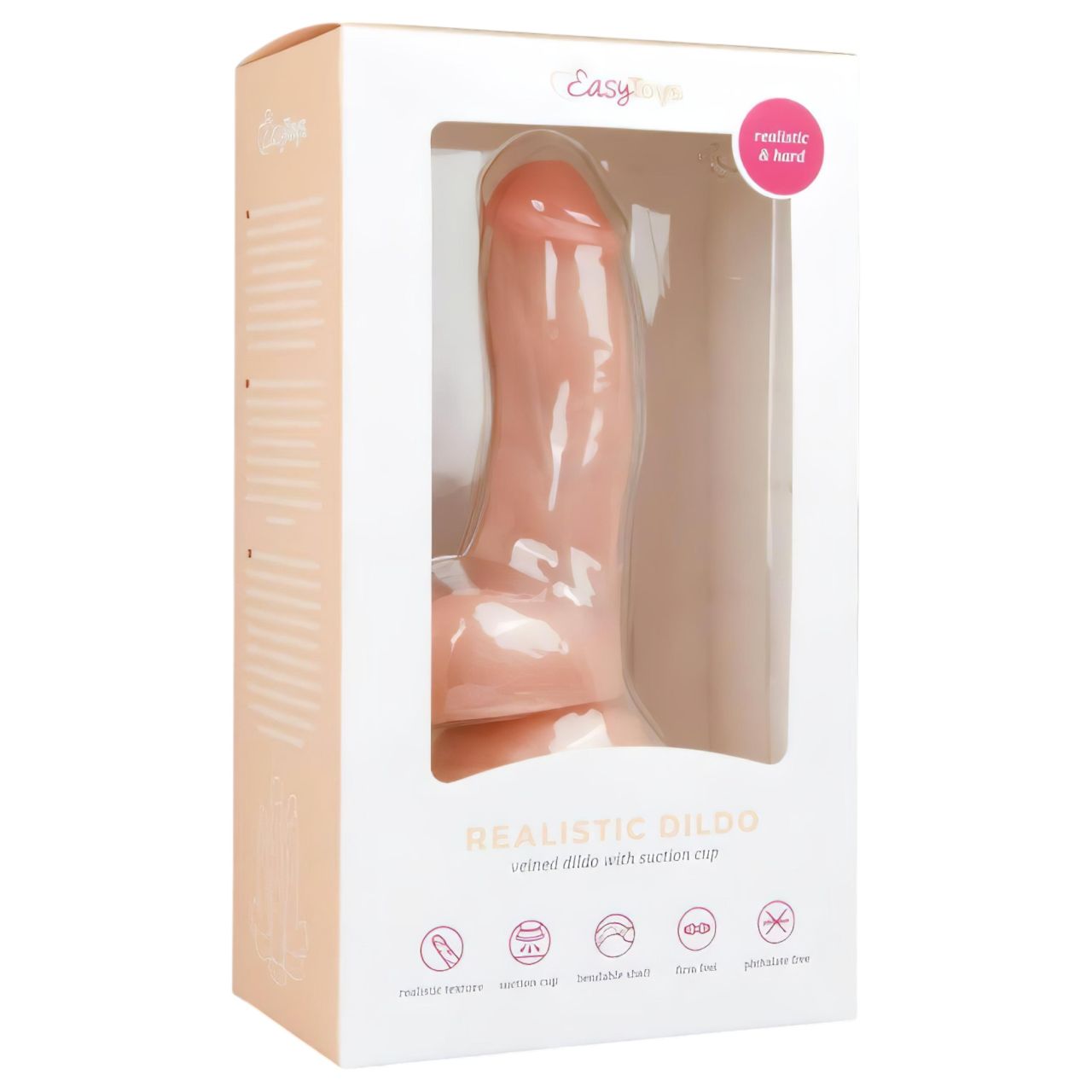 EasyToys - tapadókorongos, herés dildó (15 cm, testszínű)