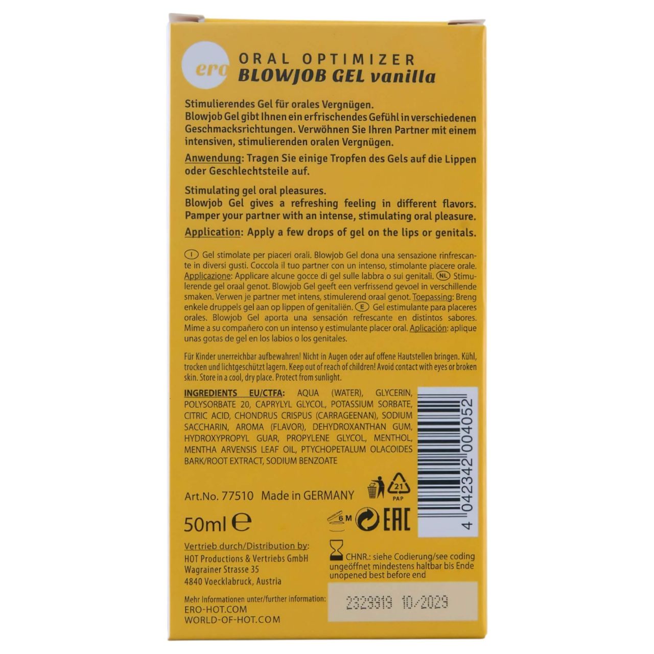 HOT - Blowjob Gel - orál síkosító gél - vanília (50 ml) HOT - Blowjob Gel - orál síkosító gél - vanília (50 ml)