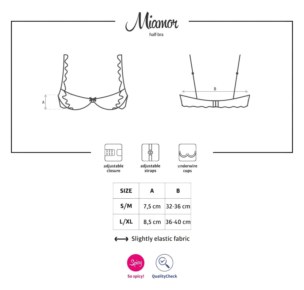 Obsessive Miamor - csipkés push-up melltartó (fekete)