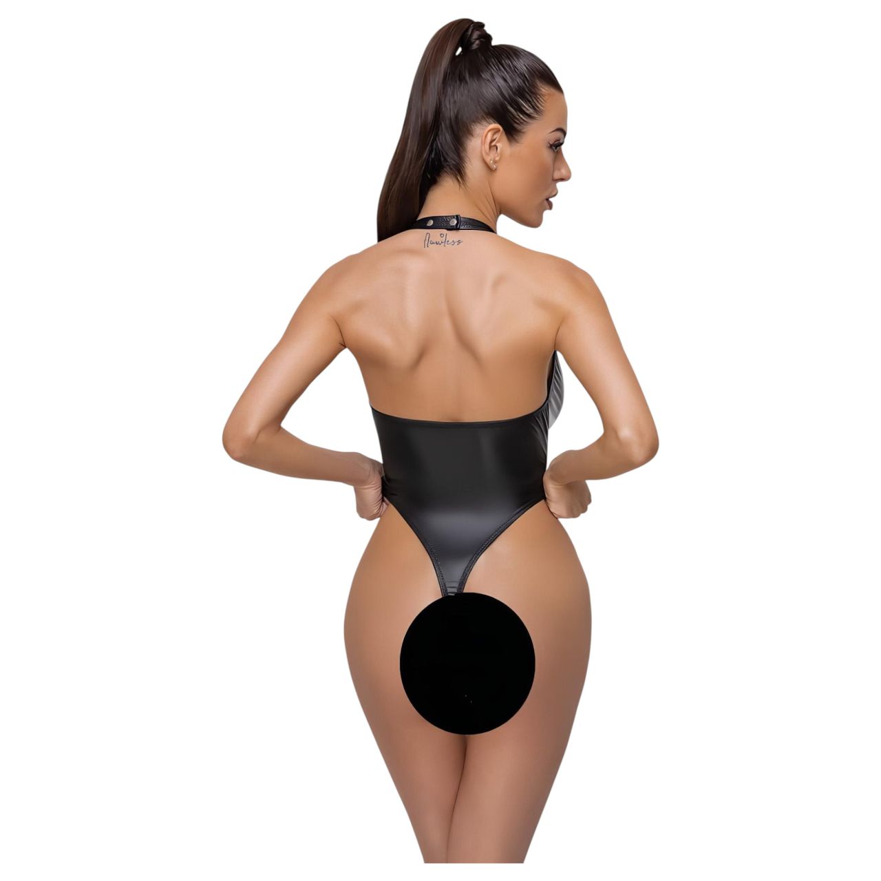 Cottelli Party - fényes, nyakpántos body (fekete) Cottelli Party - fényes, nyakpántos body (fekete)