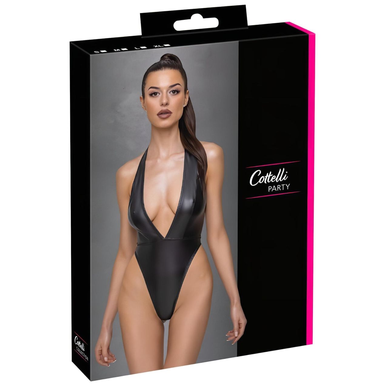 Cottelli Party - fényes, nyakpántos body (fekete) Cottelli Party - fényes, nyakpántos body (fekete)
