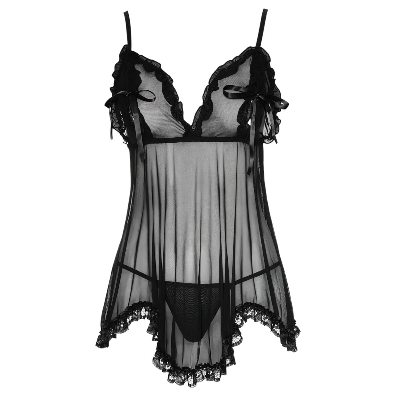 Cottelli - Lenge, fodros babydoll (fekete) Cottelli - Lenge, fodros babydoll (fekete)