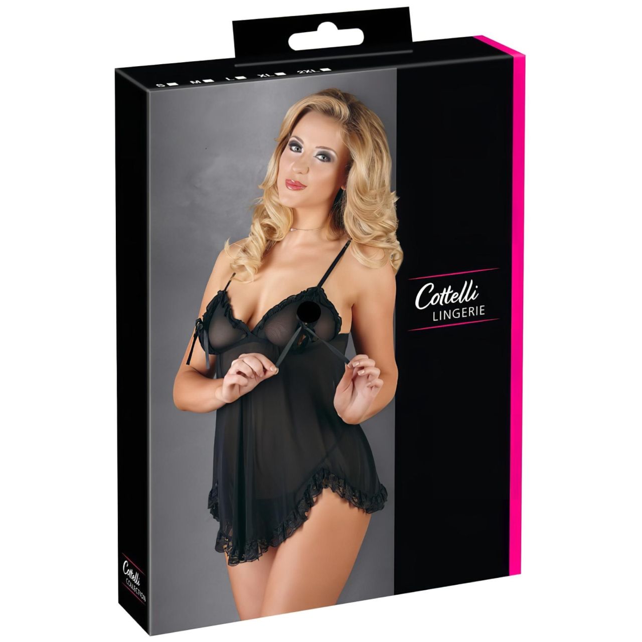Cottelli - Lenge, fodros babydoll (fekete) Cottelli - Lenge, fodros babydoll (fekete)