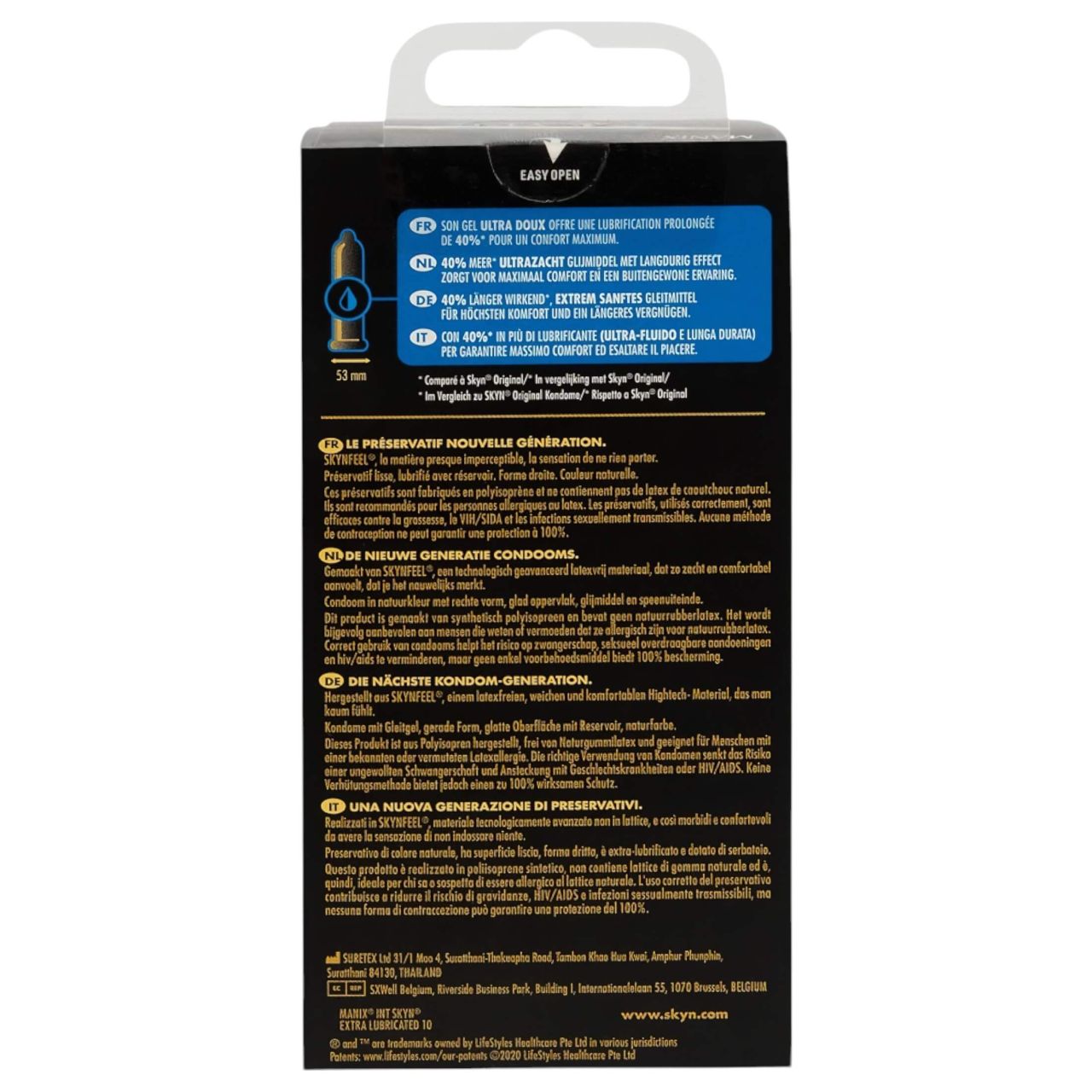 Manix SKYN Extra Lubricated - extra síkosított latexmentes óvszer (10 db)