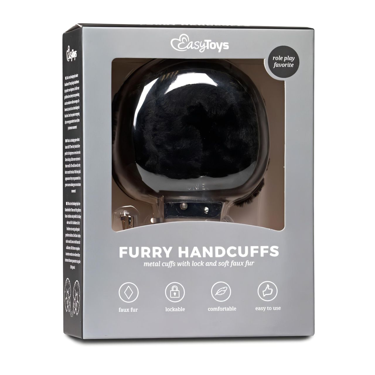 EasyToys - plüss bélésű csuklóbilincs (fekete) EasyToys - plüss bélésű csuklóbilincs (fekete)