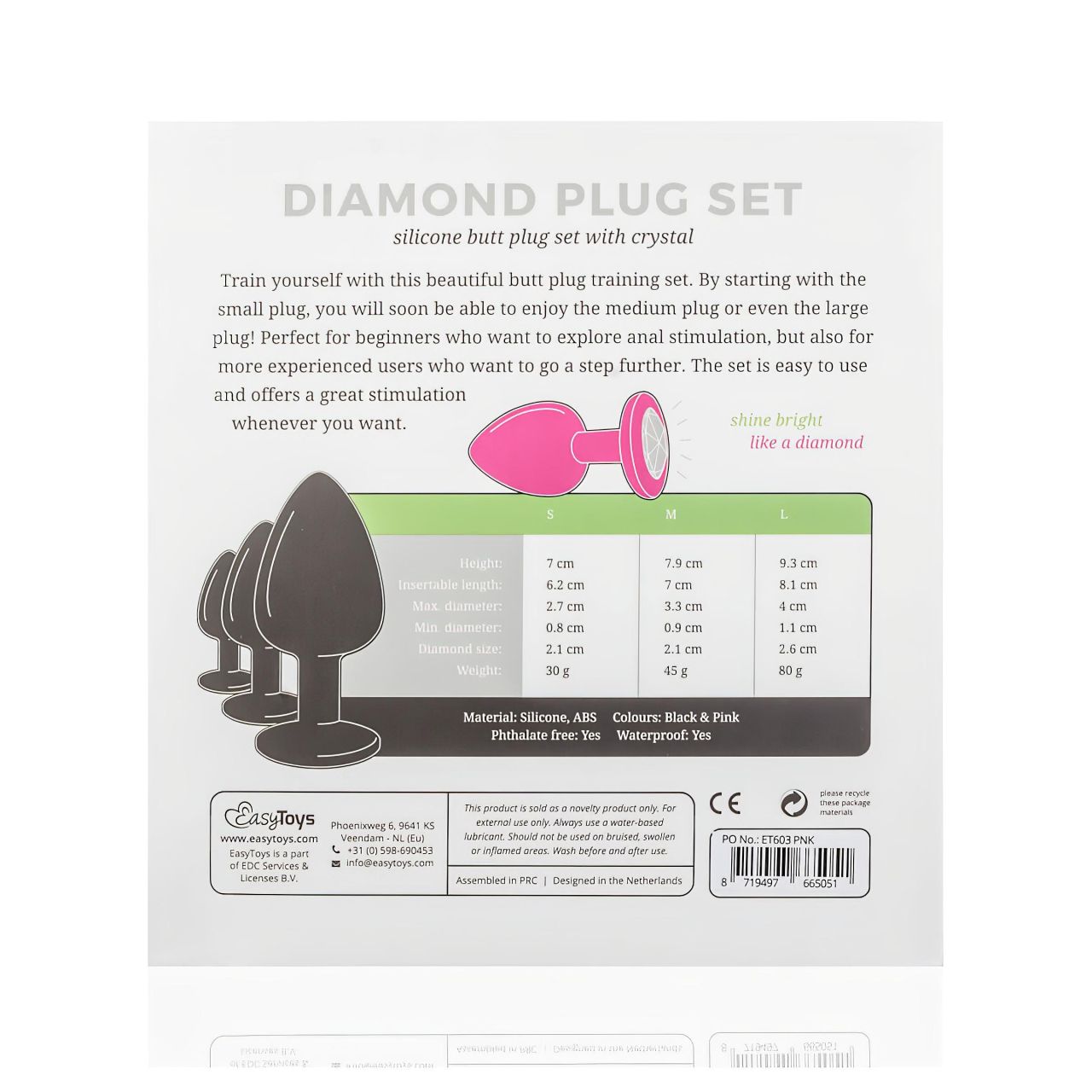 EasyToys Diamond - anál plug szett (pink) EasyToys Diamond - anál plug szett (pink)