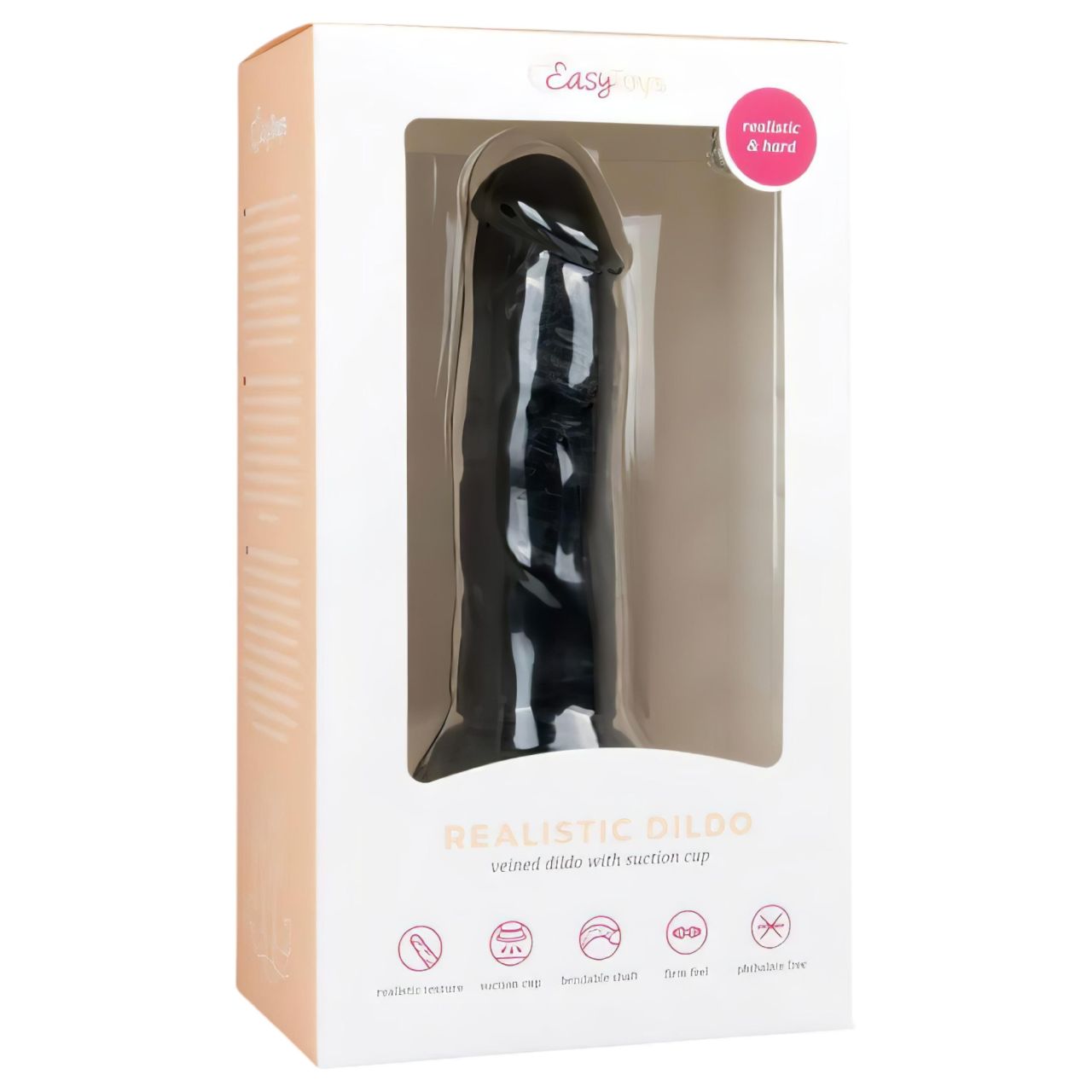 EasyToys - tapadókorongos élethű dildó (15,5 cm, fekete)