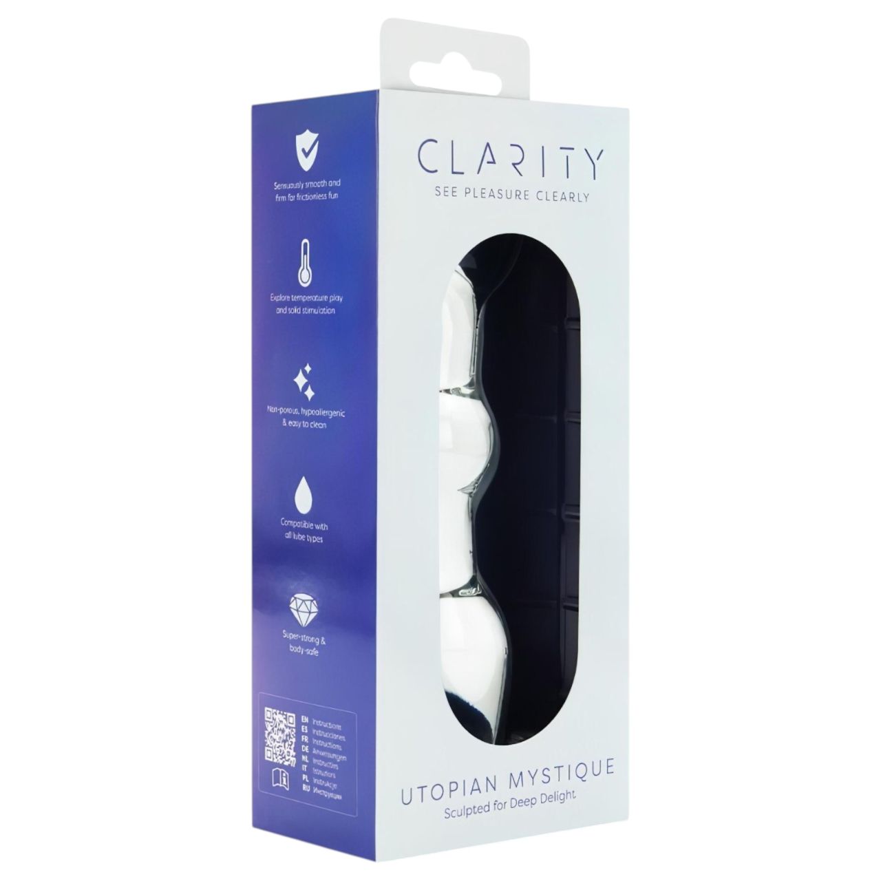 Clarity Utopian Mystique - bordázott üveg análdildó (átlátszó)