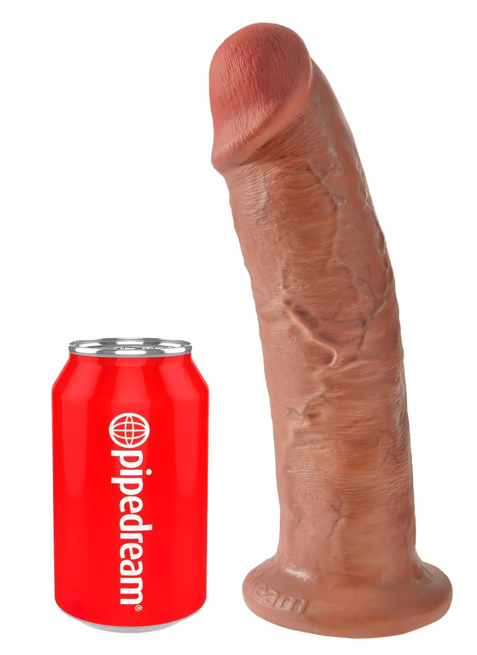 King Cock 10 - nagy tapadókorongos dildó (25 cm) - sötét natúr King Cock 10 - nagy tapadókorongos dildó (25 cm) - sötét natúr