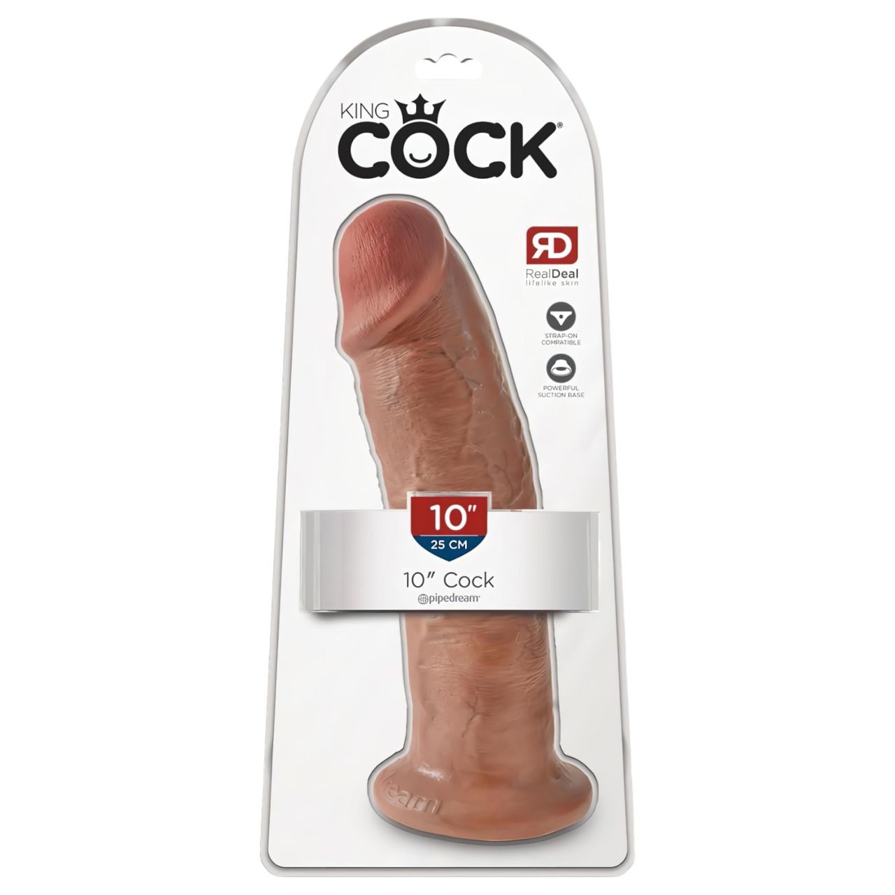 King Cock 10 - nagy tapadókorongos dildó (25 cm) - sötét natúr King Cock 10 - nagy tapadókorongos dildó (25 cm) - sötét natúr