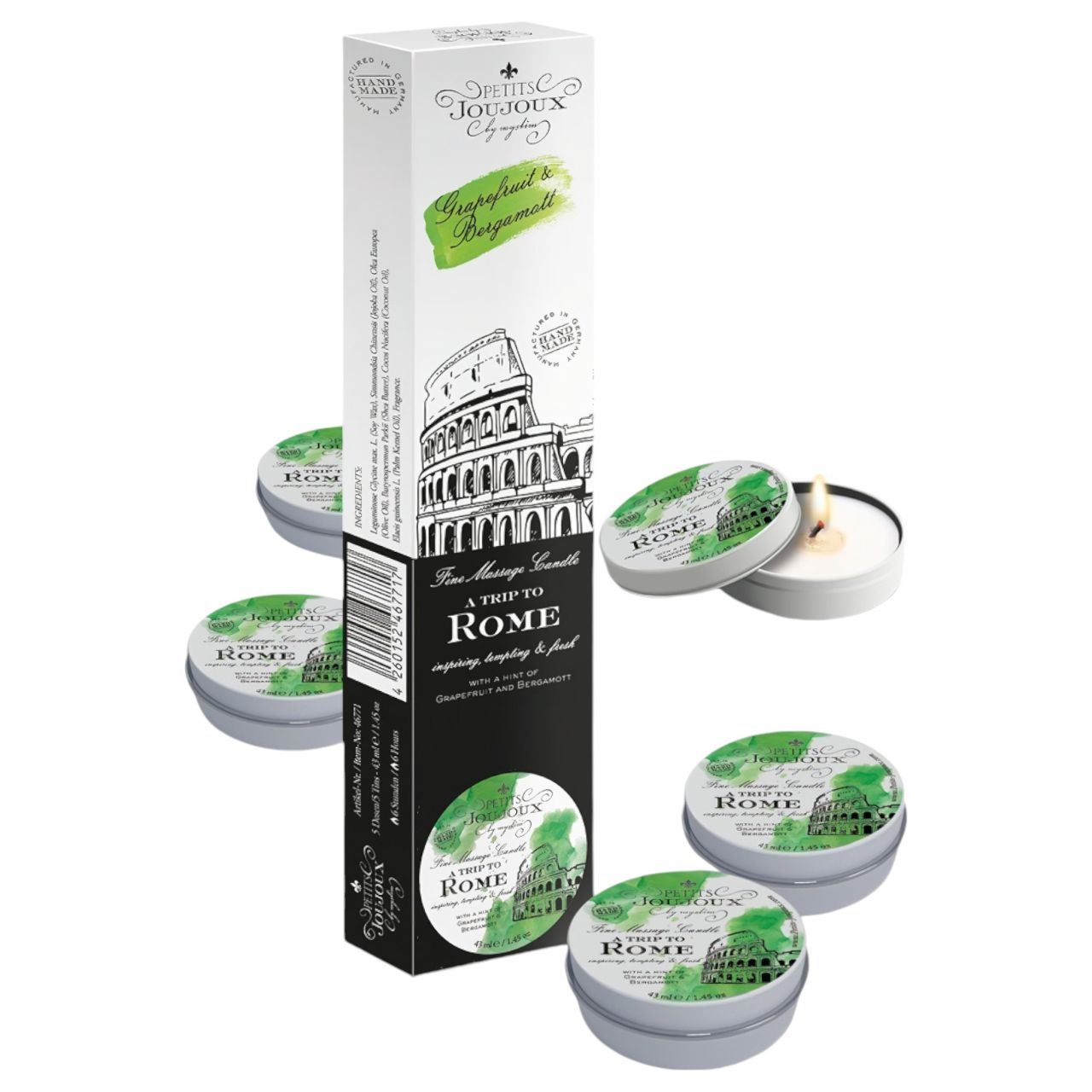 Petits Joujoux Rome masszázsgyertya - grapefruit-bergamot 5 × 43 ml Petits Joujoux Rome masszázsgyertya - grapefruit-bergamot 5 × 43 ml