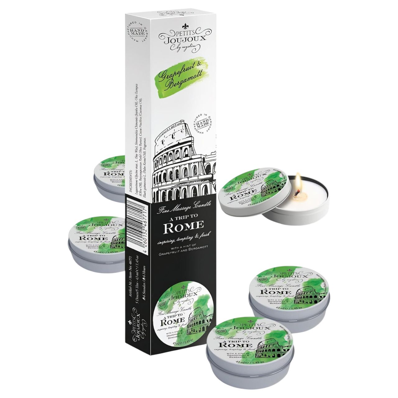 Petits Joujoux Rome masszázsgyertya - grapefruit-bergamot 5 × 43 ml Petits Joujoux Rome masszázsgyertya - grapefruit-bergamot 5 × 43 ml