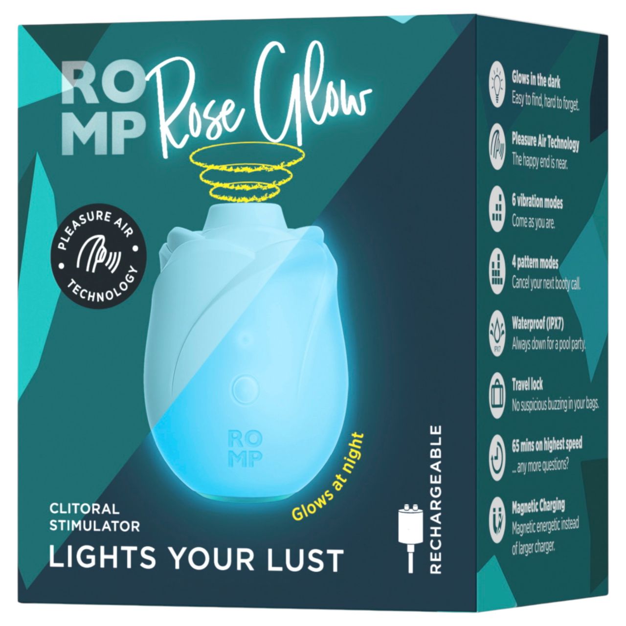 ROMP Rose Glow - léghullámos csiklóizgató (kék) ROMP Rose Glow - léghullámos csiklóizgató (kék)