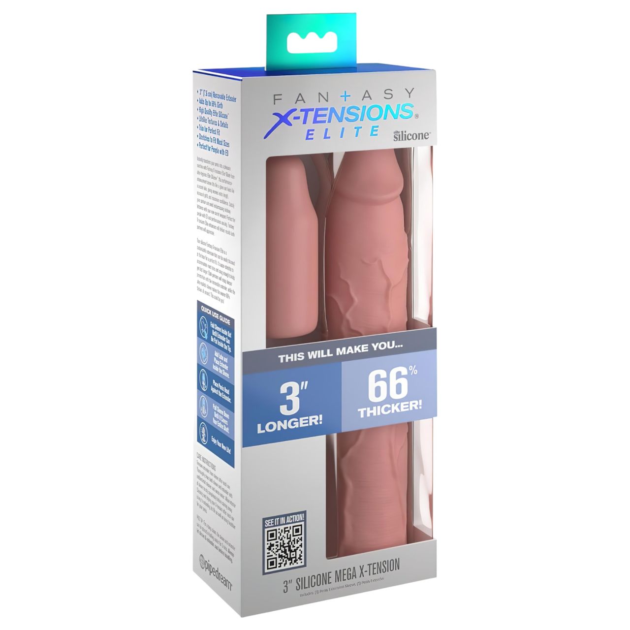 Pipedream X-TENSION Elite 3 - vágható hosszabbító péniszköpeny (testszínű)