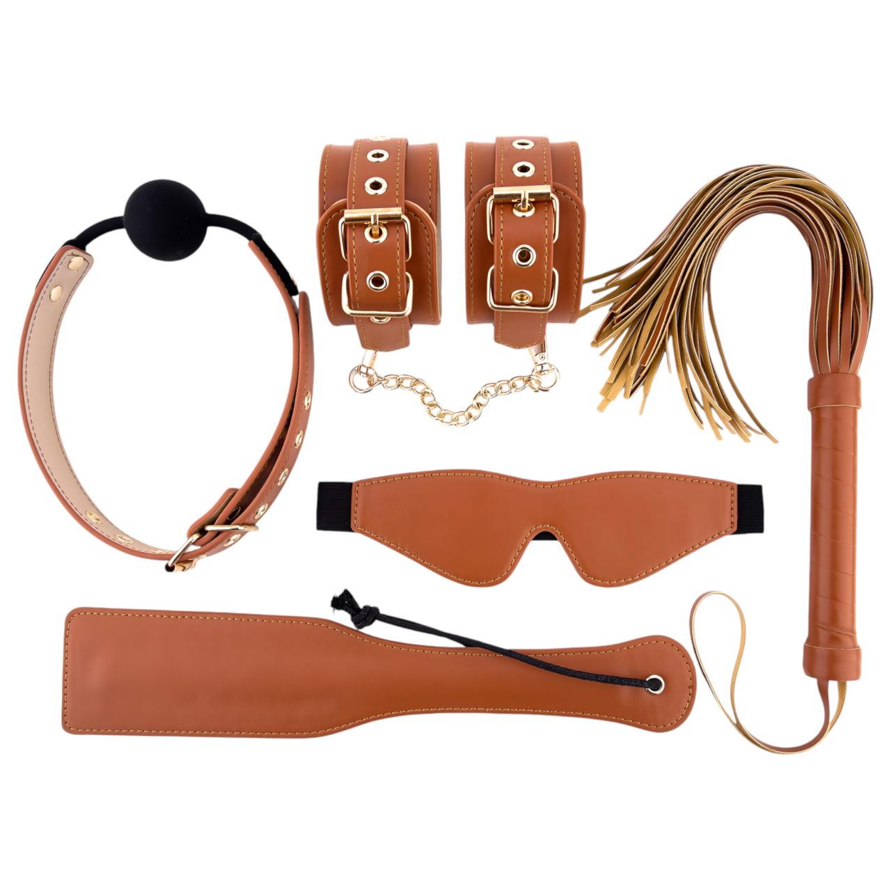Blaze Elite - BDSM szett - 5 részes (konyak) Blaze Elite - BDSM szett - 5 részes (konyak)