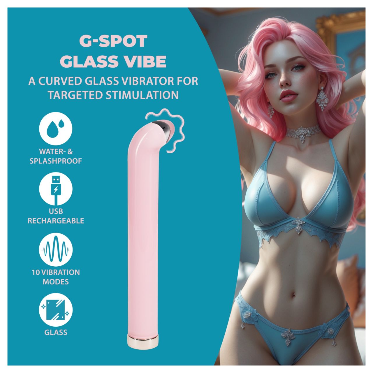 Loveline - G-pontos üveg vibrátor (rózsaszín)