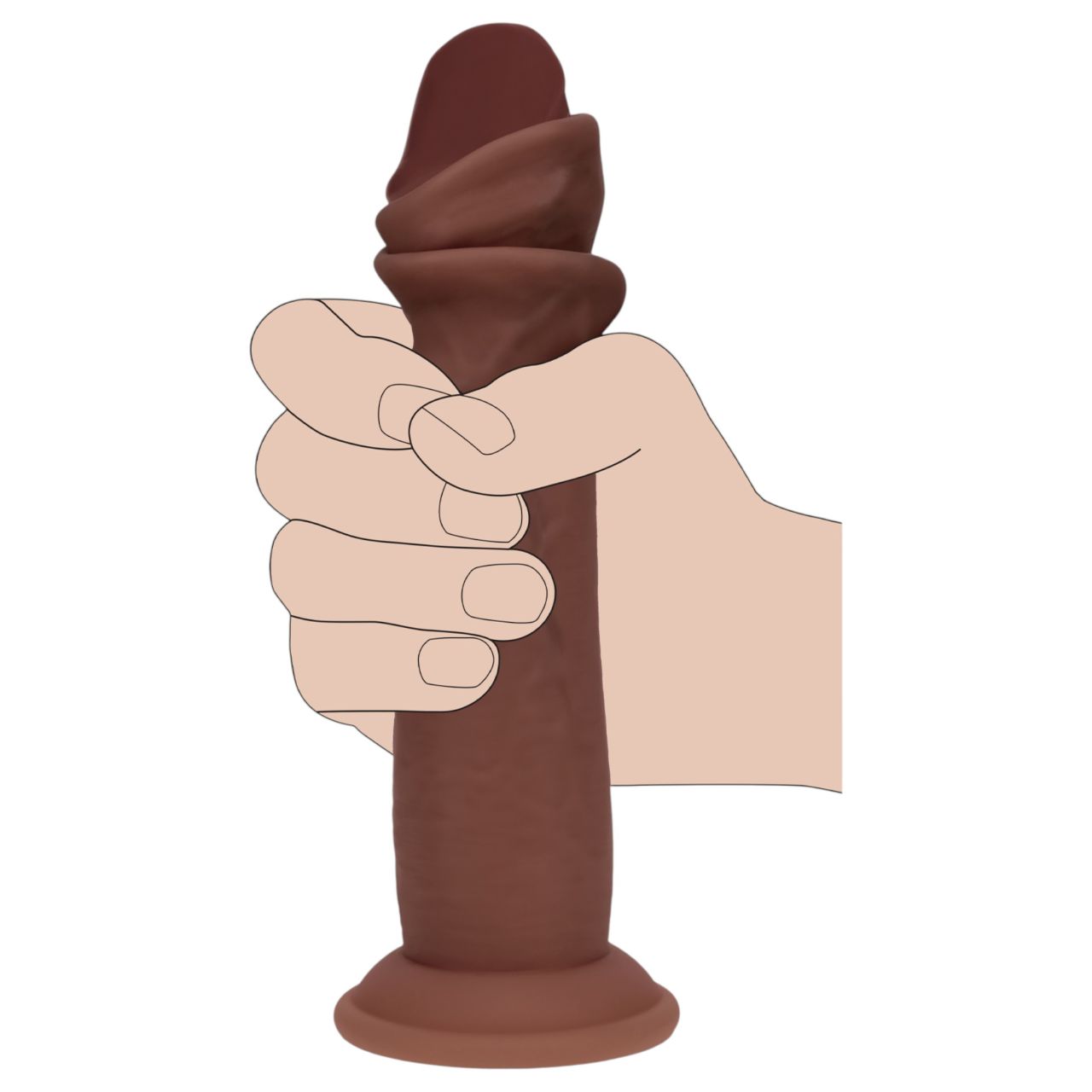 RealRock - dupla sűrűségű élethű dildó (barna, 15,5 cm)