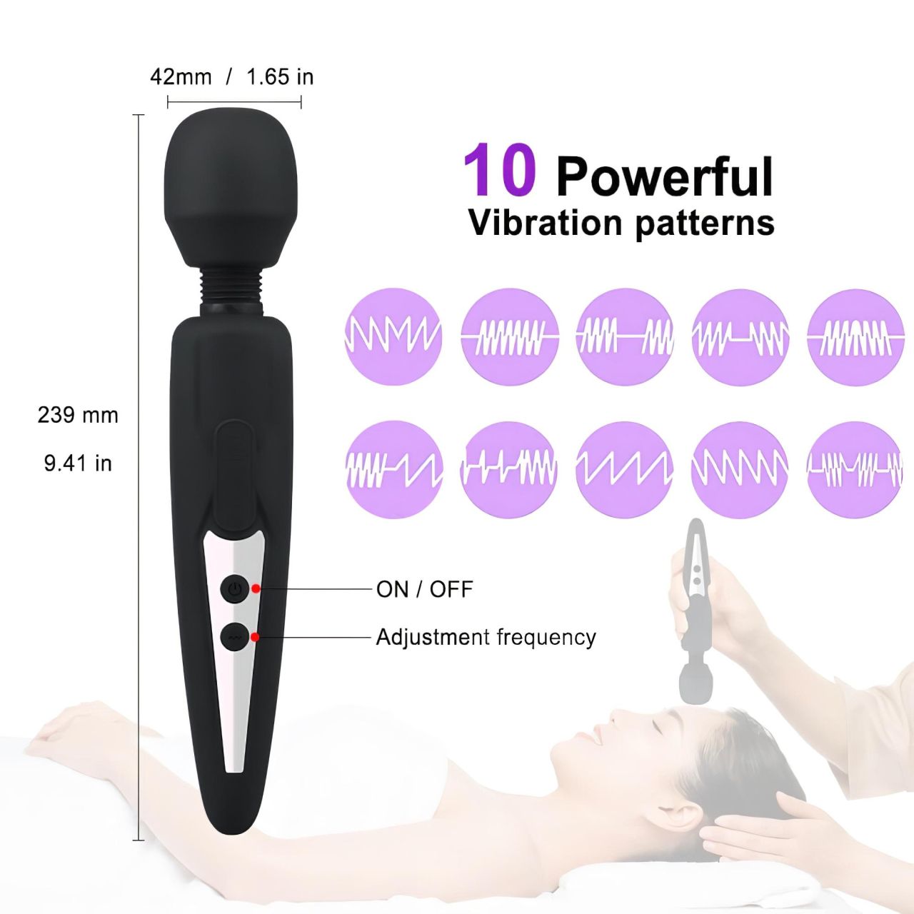 Mroow - akkus, vízálló wand masszírozó vibrátor (fekete) Mroow - akkus, vízálló wand masszírozó vibrátor (fekete)