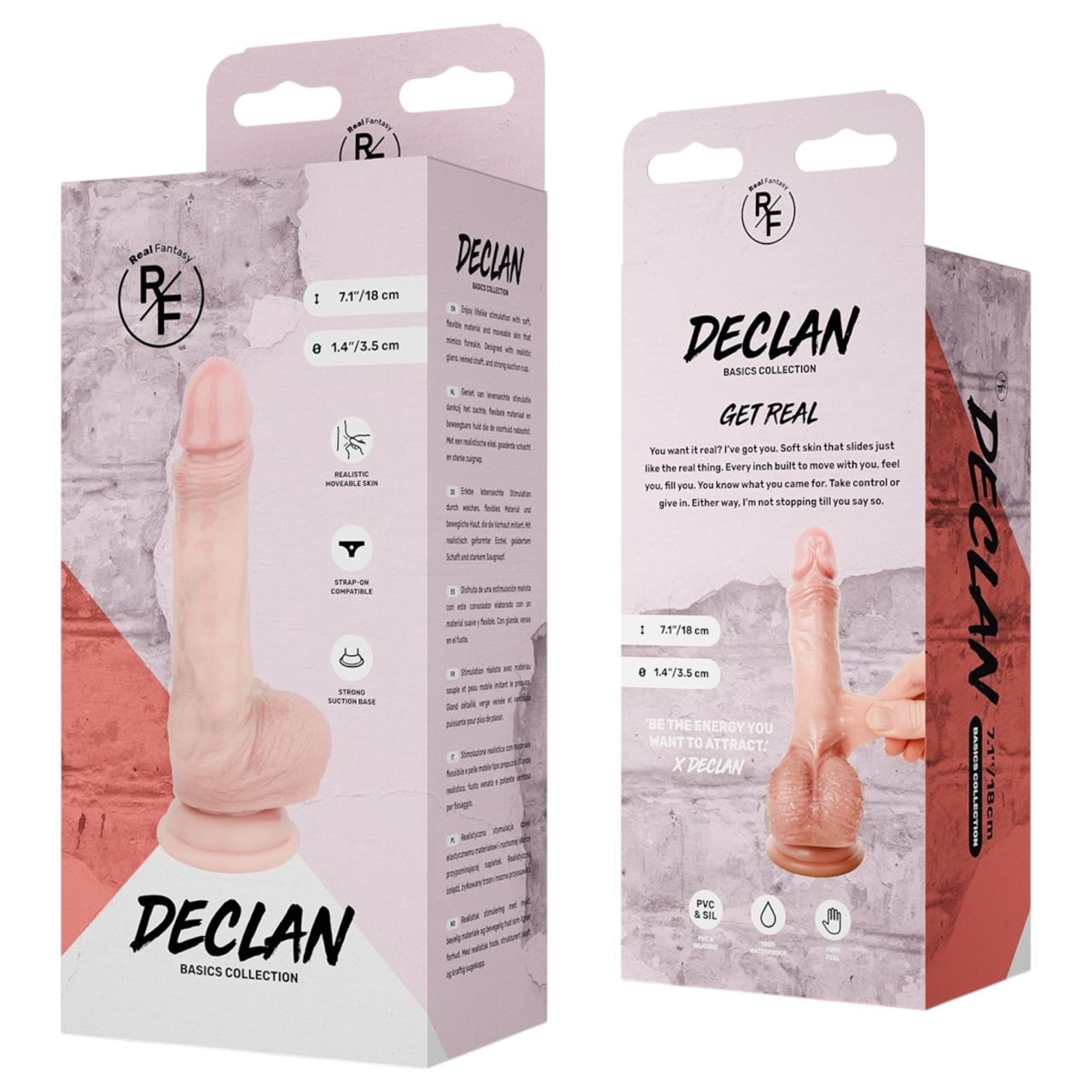 Real Fantasy Declan - testszínű élethű dildó előbőrrel (18 cm)