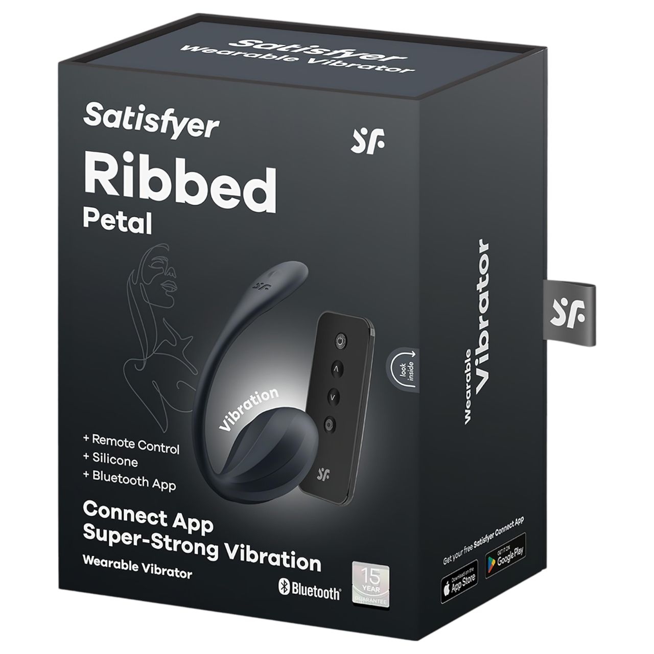 Satisfyer Ribbed Petal - hordható rádiós vibrotojás (fekete) Satisfyer Ribbed Petal - hordható rádiós vibrotojás (fekete)