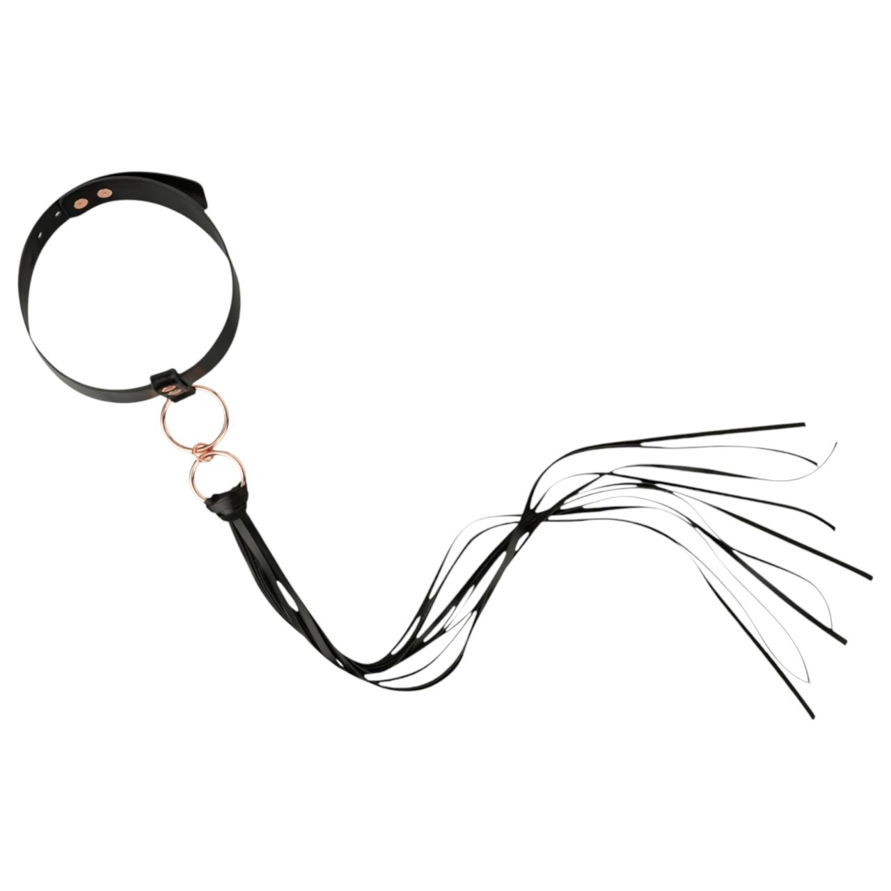 Rosy Gold - BDSM nyakörv és paskoló szett (fekete) Rosy Gold - BDSM nyakörv és paskoló szett (fekete)