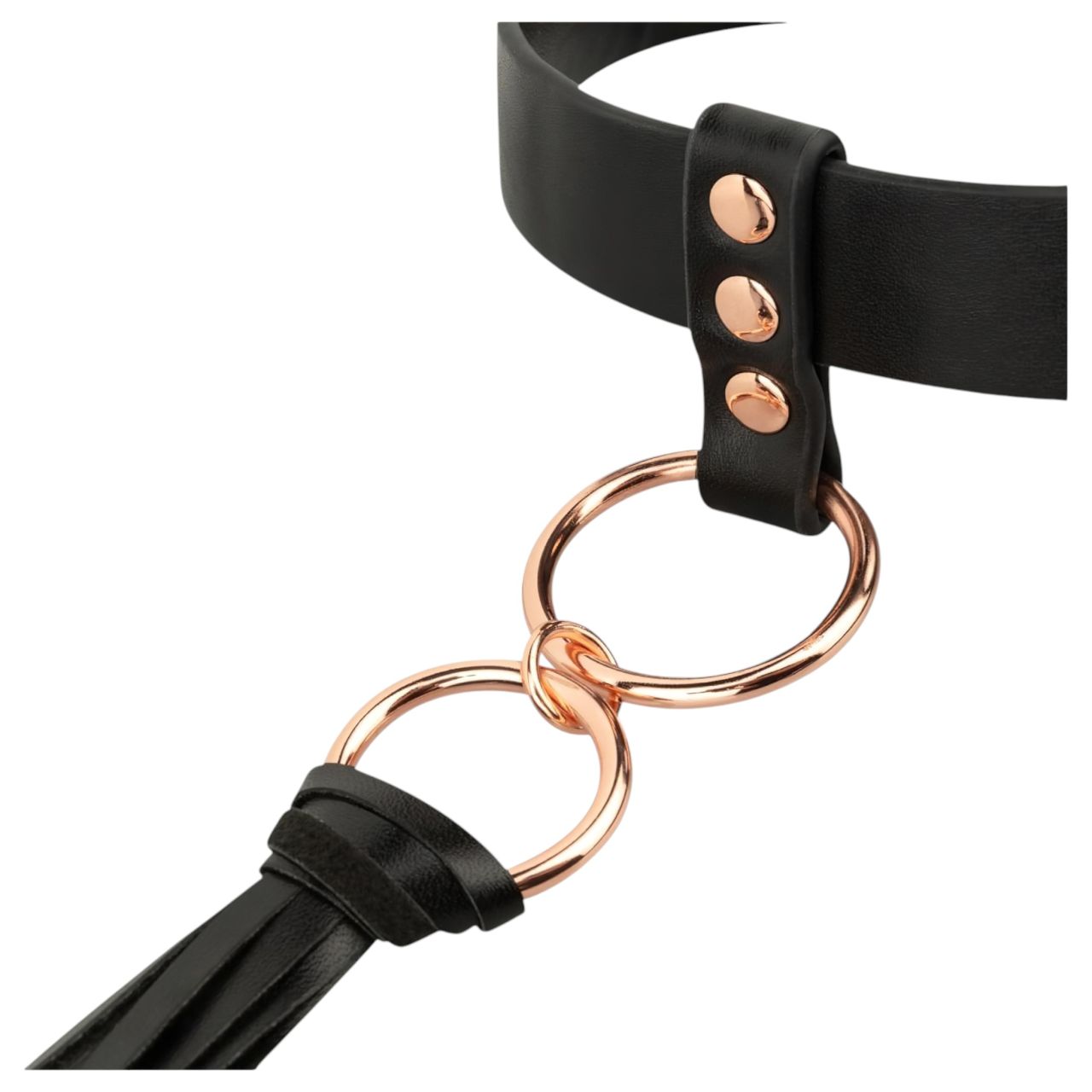 Rosy Gold - BDSM nyakörv és paskoló szett (fekete) Rosy Gold - BDSM nyakörv és paskoló szett (fekete)
