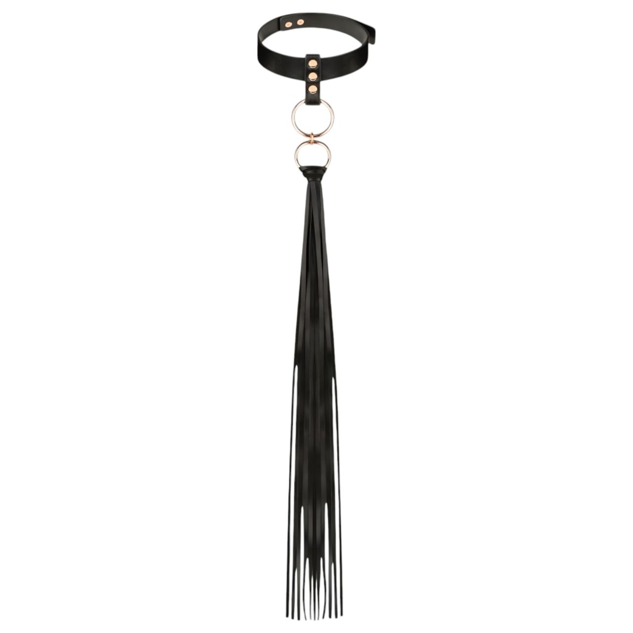 Rosy Gold - BDSM nyakörv és paskoló szett (fekete) Rosy Gold - BDSM nyakörv és paskoló szett (fekete)