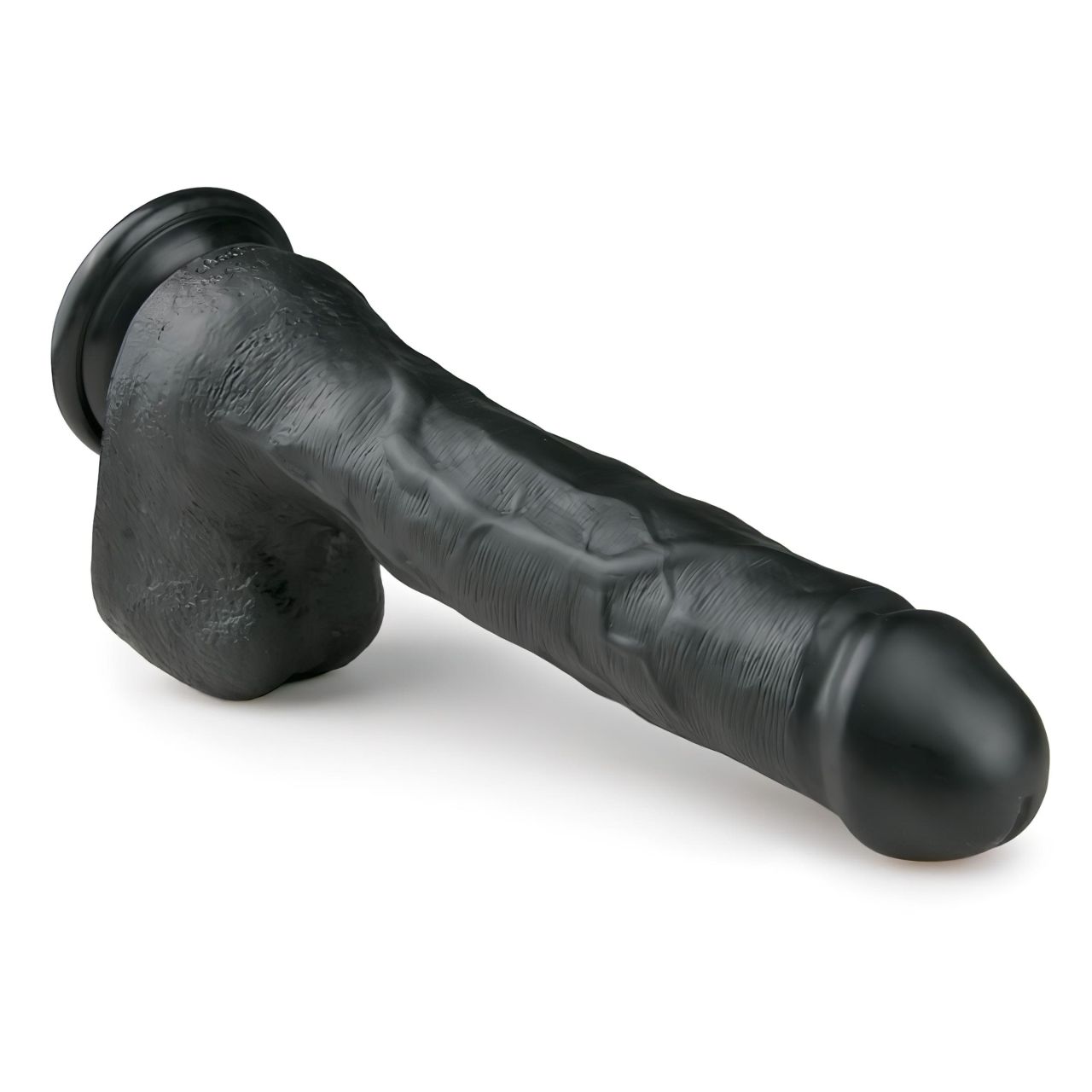 EasyToys - tapadókorongos, herés nagy dildó (29,5 cm, fekete)