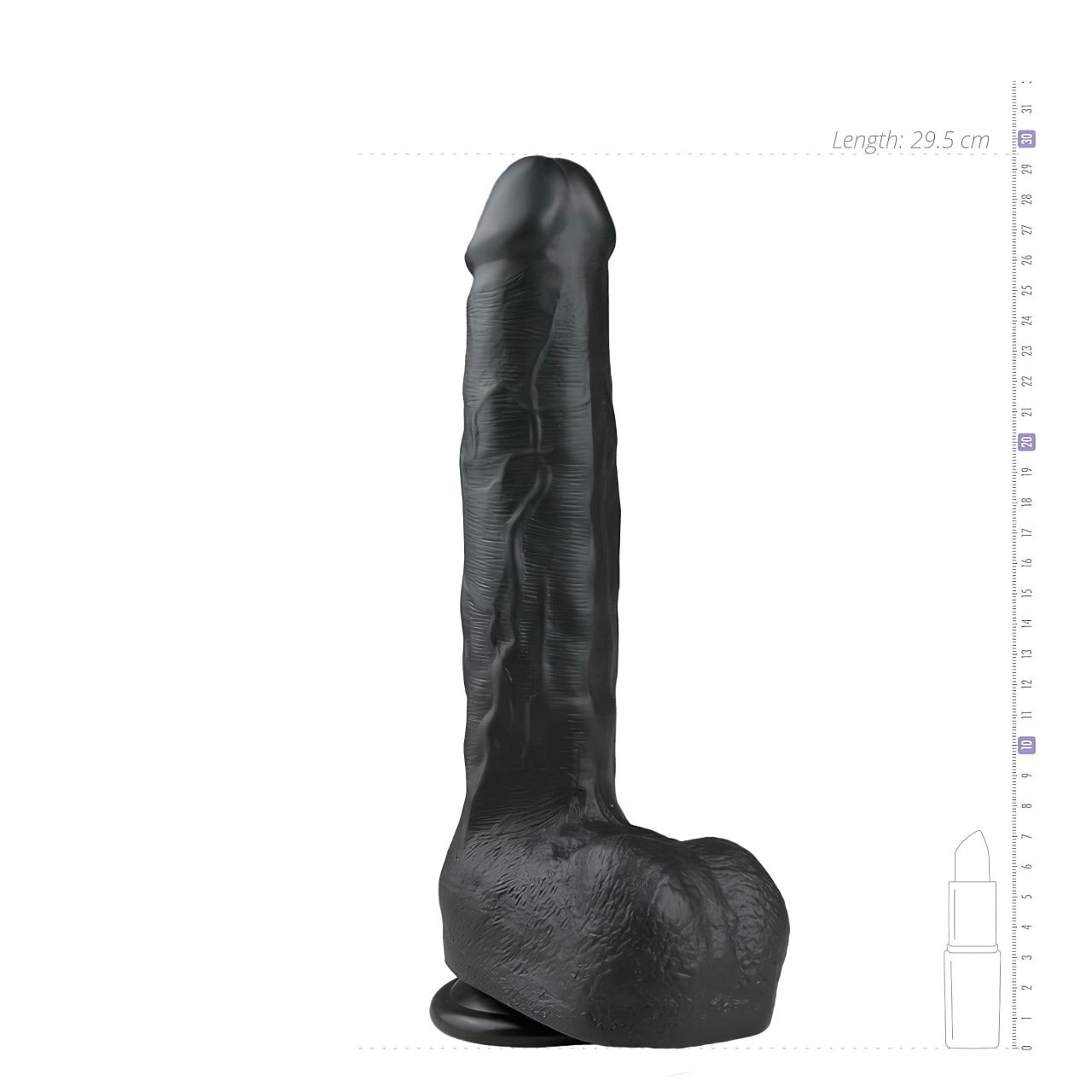 EasyToys - tapadókorongos, herés nagy dildó (29,5 cm, fekete)