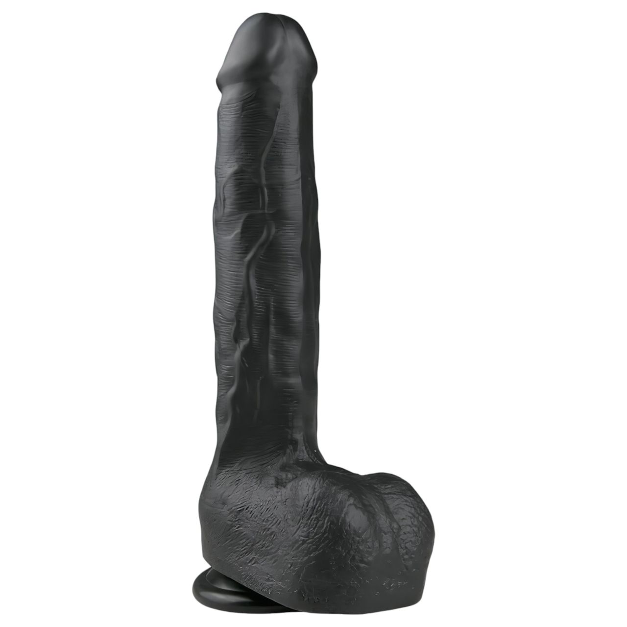 EasyToys - tapadókorongos, herés nagy dildó (29,5 cm, fekete)