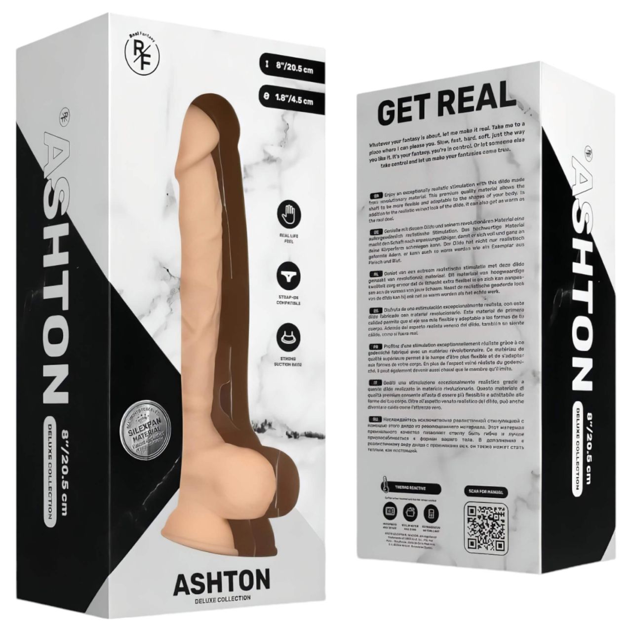 Real Fantasy Ashton - herés, élethű dildó - 20,5 cm (testszínű)