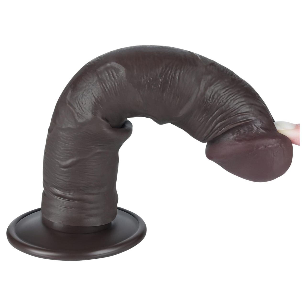 Lovetoy Sliding-Skin - tapadókorongos kétrétegű dildó - 20 cm (barna) Lovetoy Sliding-Skin - tapadókorongos kétrétegű dildó - 20 cm (barna)
