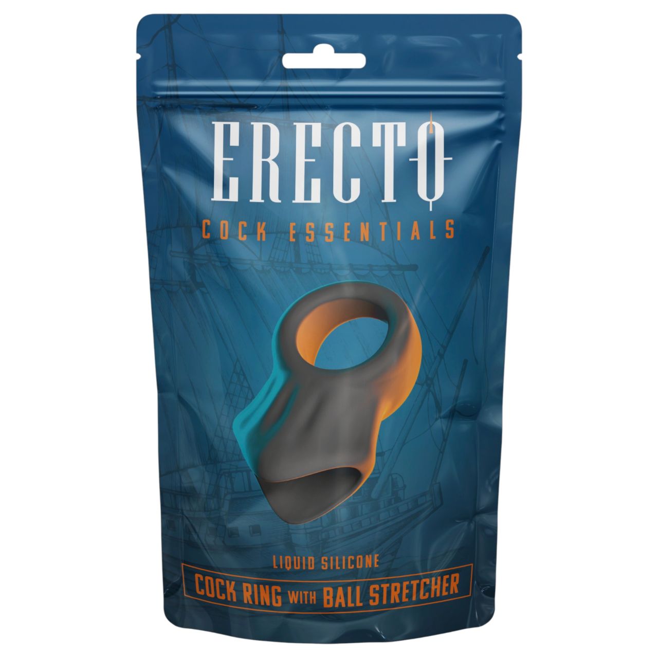 Erecto - péniszgyűrű herenyújtóval (fekete) Erecto - péniszgyűrű herenyújtóval (fekete)