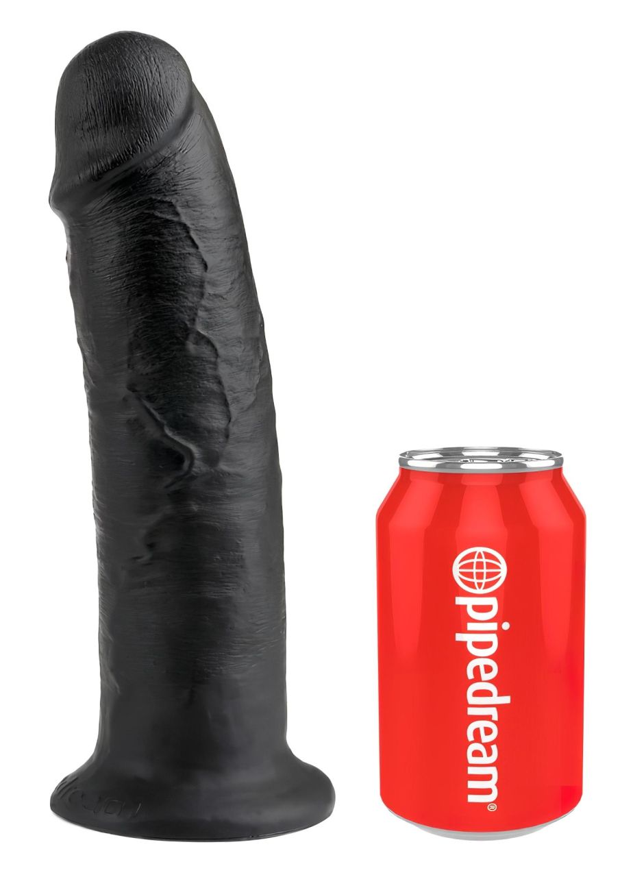 King Cock 10 - tapadókorongos dildó (25 cm, fekete)