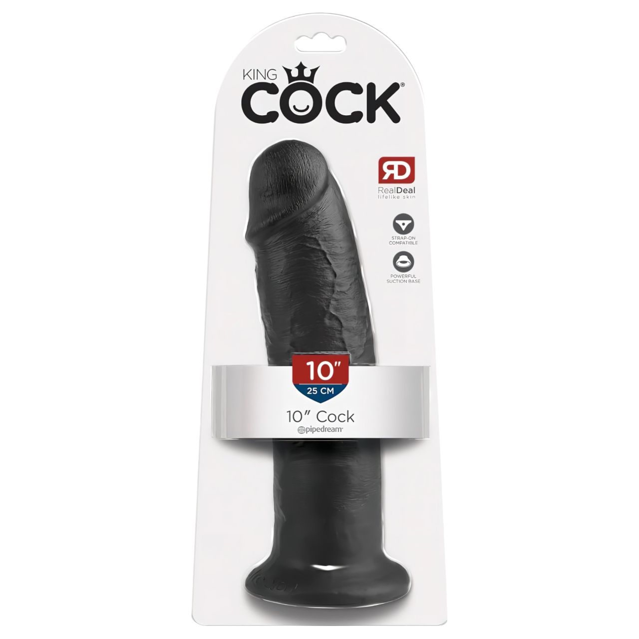 King Cock 10 - tapadókorongos dildó (25 cm, fekete)